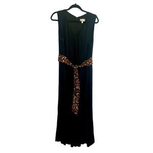 Signatures by Robbie Lee Leopard Tie Black Jumpsuit Size 14